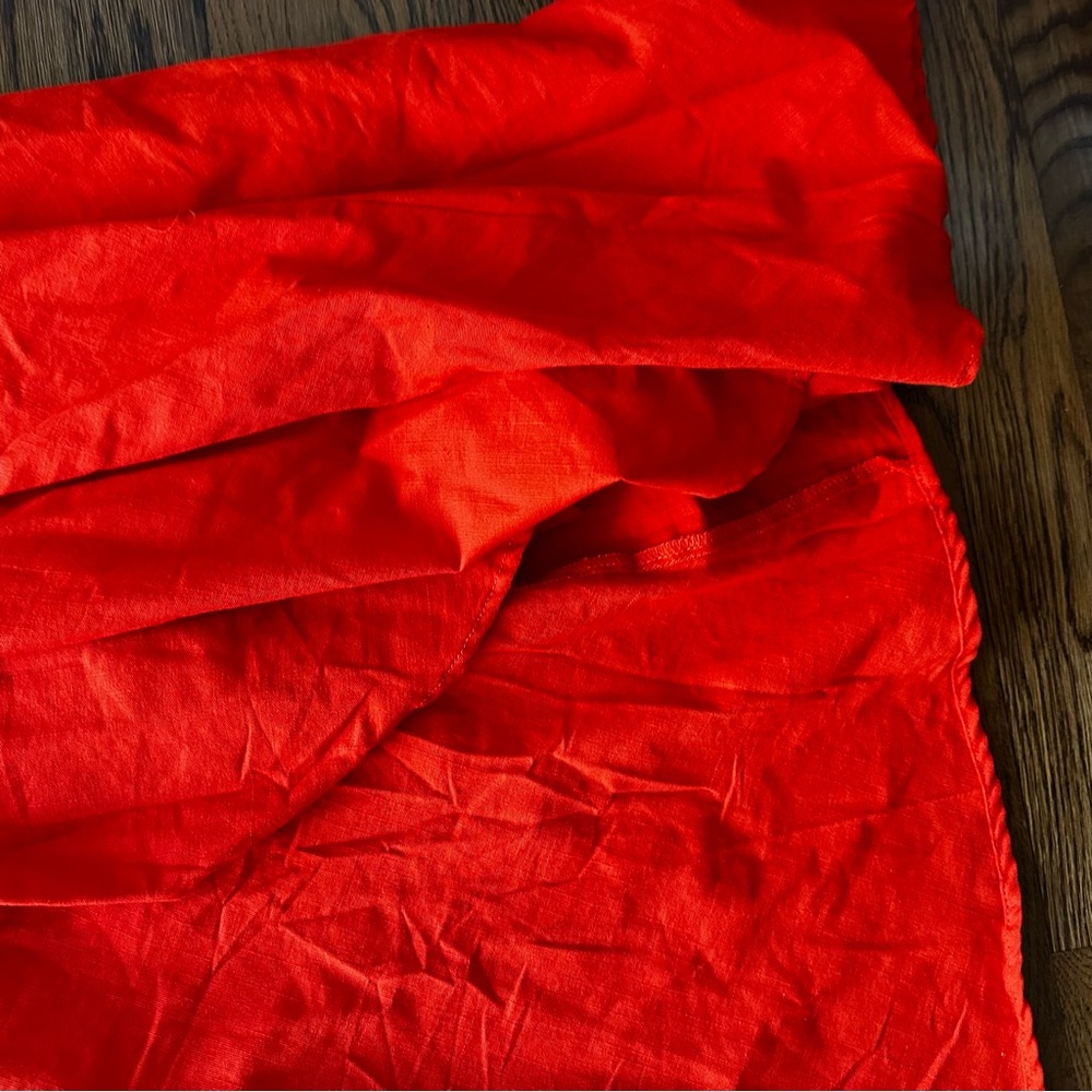 NWT Lulu's Cotton Sunny Persuasion Red Linen Cutout One-Shoulder Midi Dress XL - Picture 6 of 16